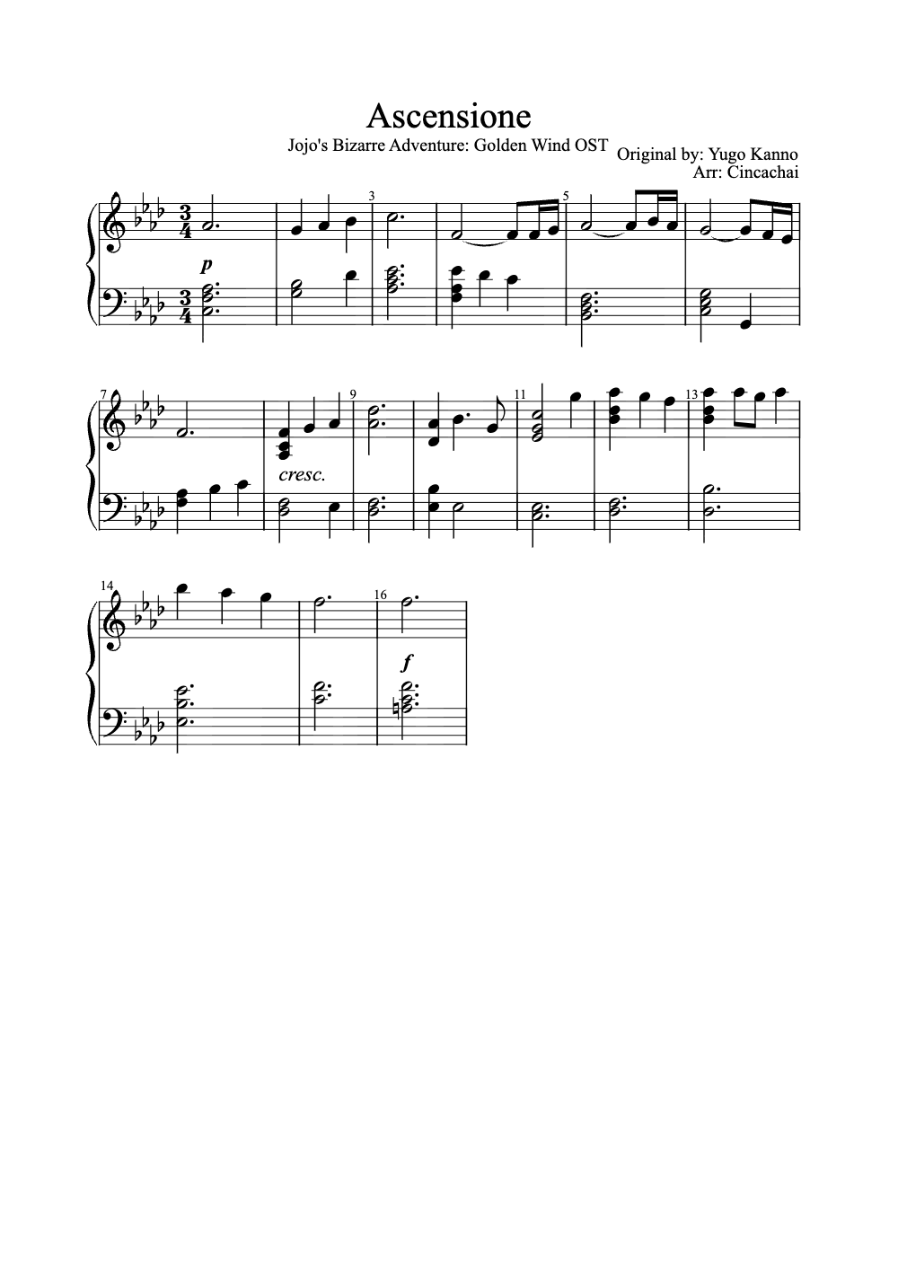 Sheet music preview for Ascensione