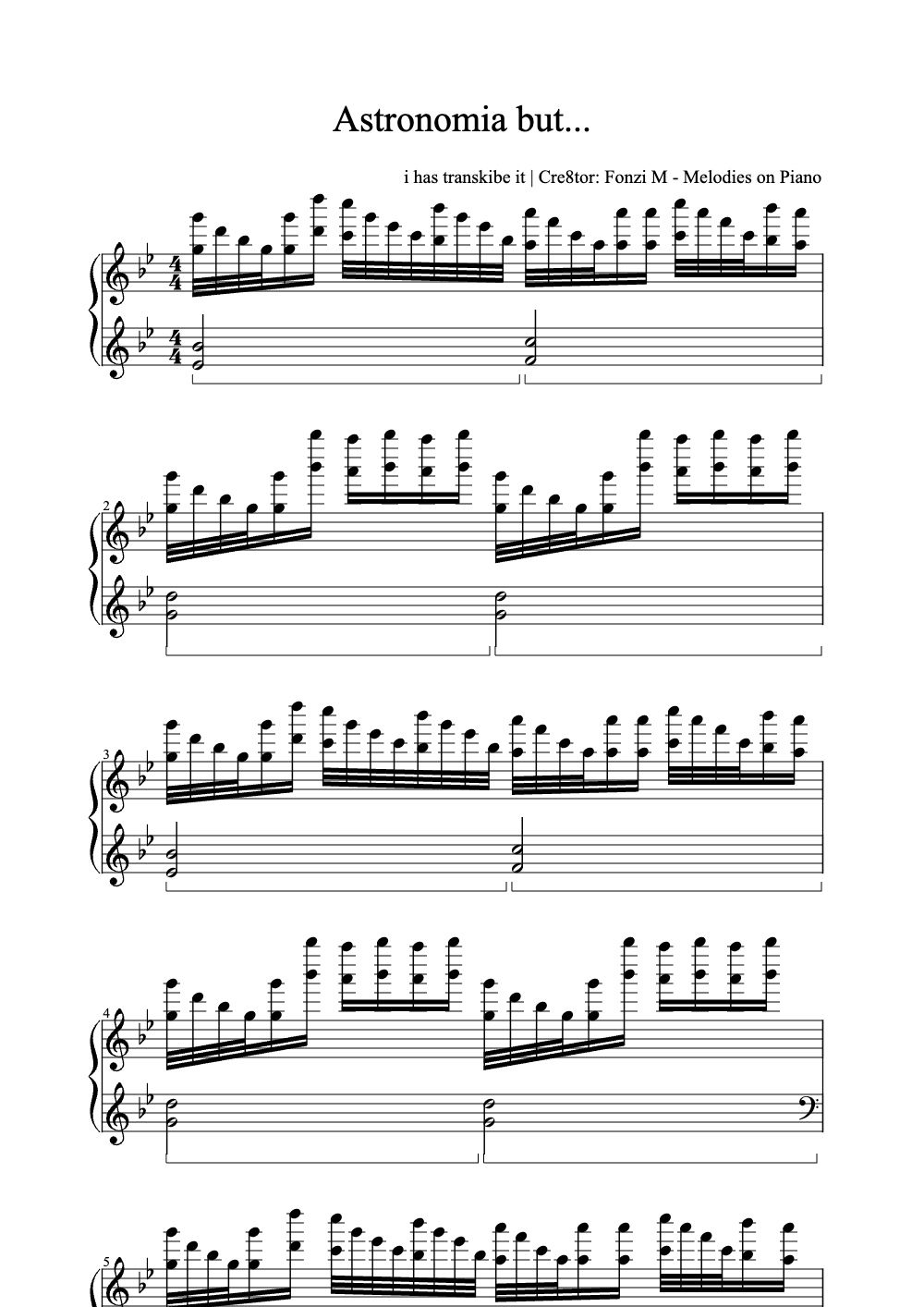 Sheet music preview for Astronomia