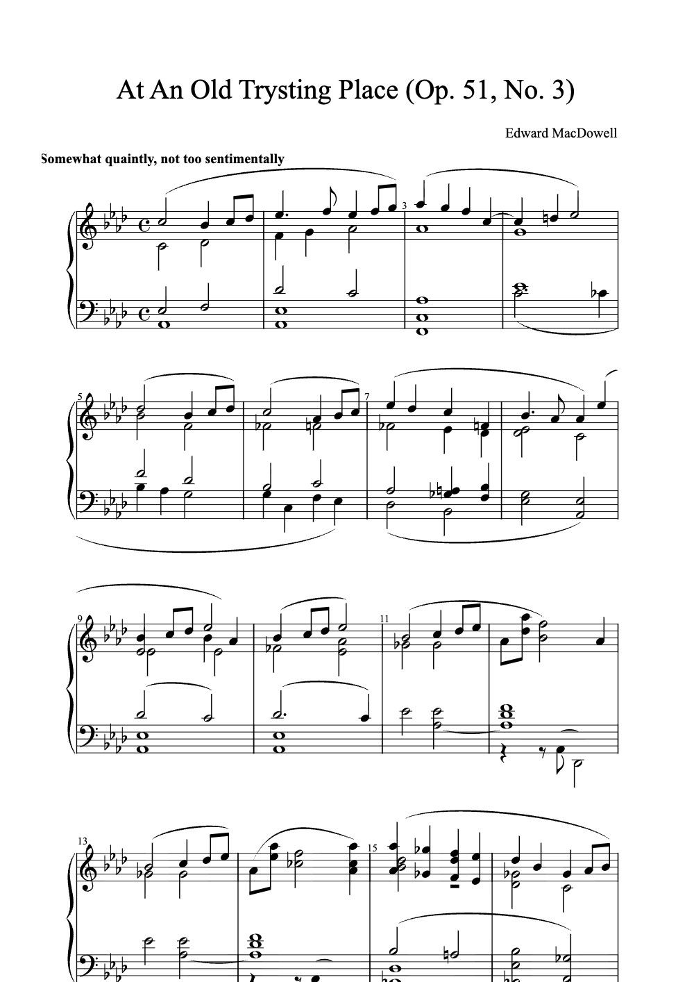 Sheet music preview for At an Old Trysting Place