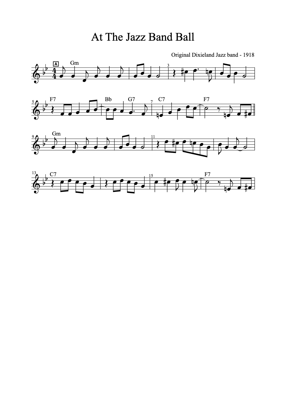 Sheet music preview for At the Jazz Band Ball