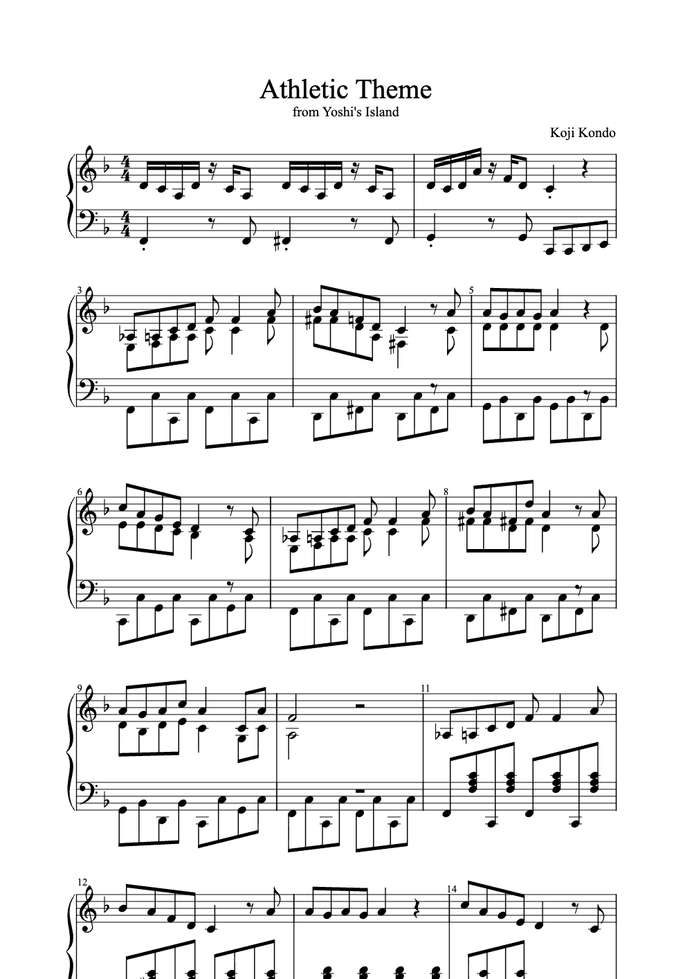 Sheet music preview for Athletic Theme