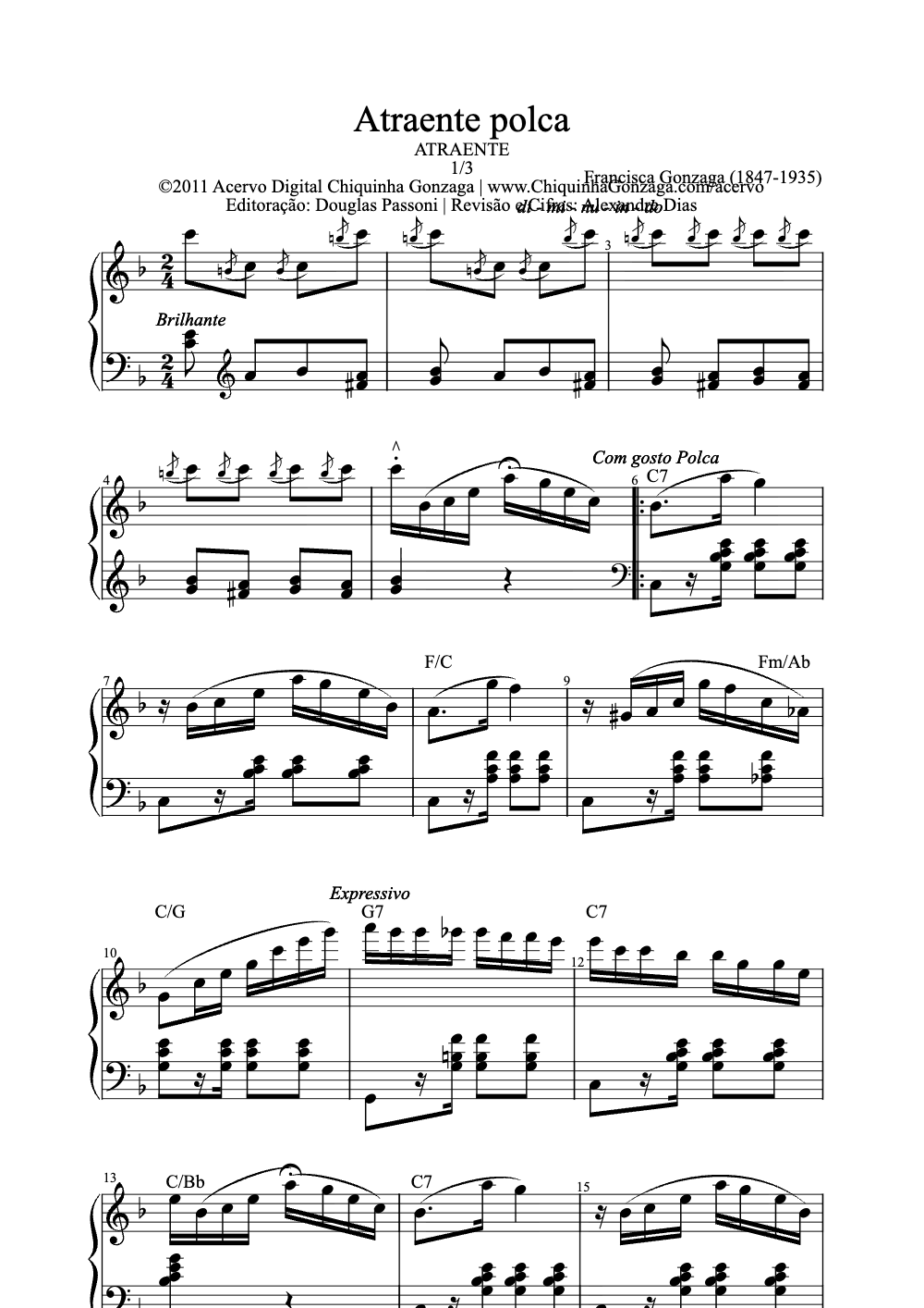 Sheet music preview for Atraente Polca