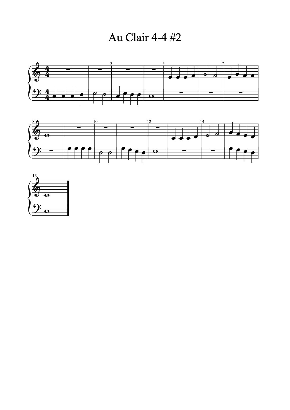 Sheet music preview for Au Clair de la Lune