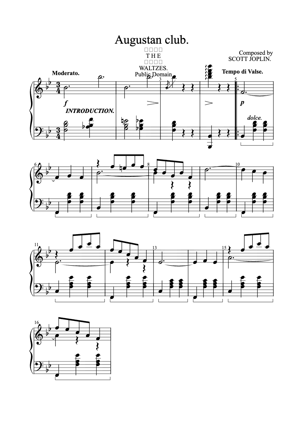 Sheet music preview for Augustan Club