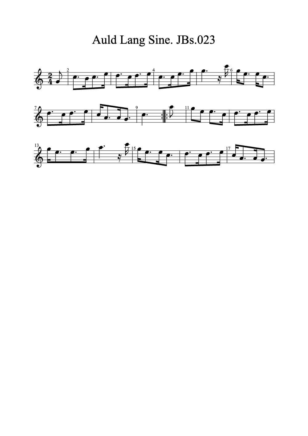 Sheet music preview for Auld Lang Syne