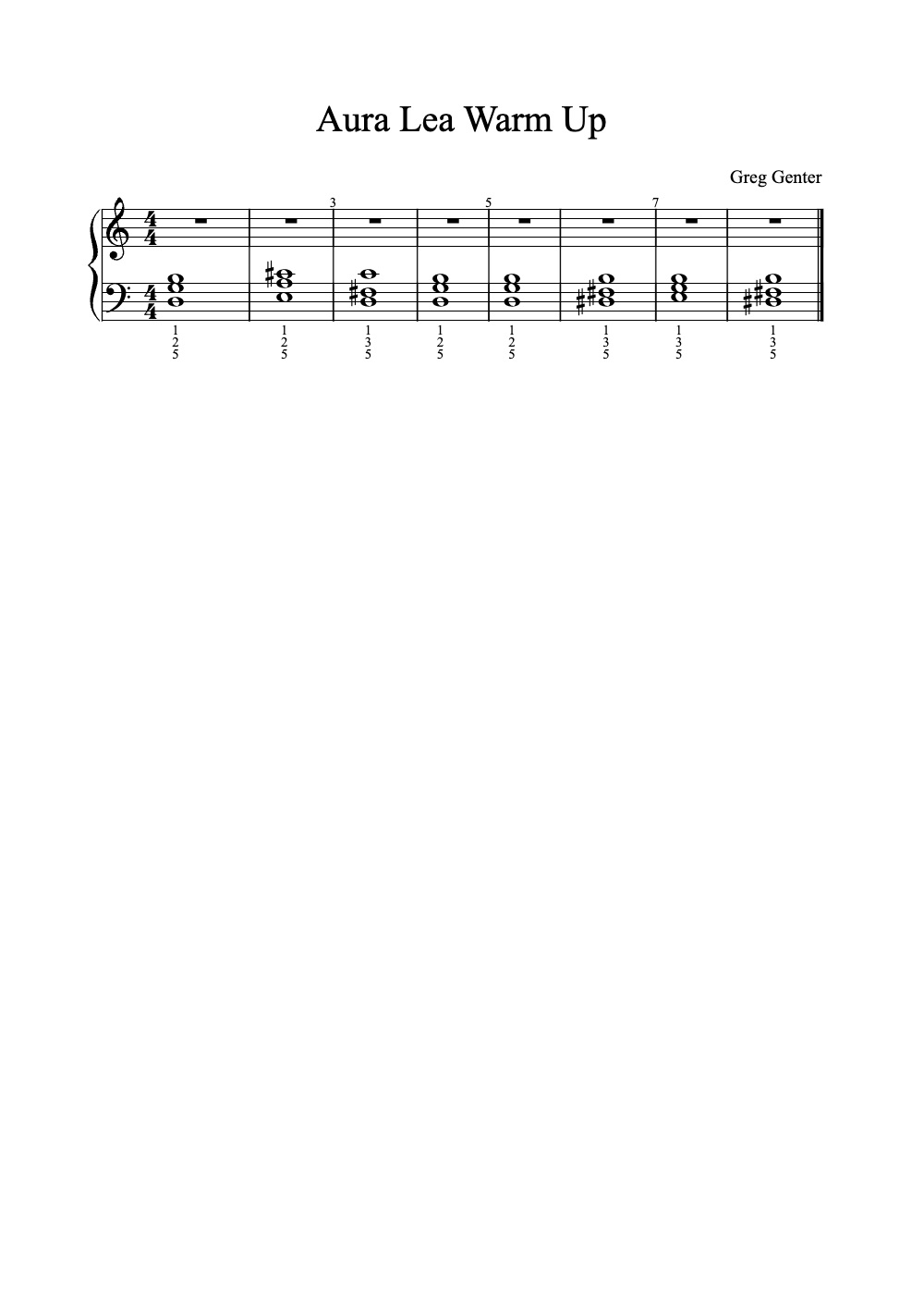 Sheet music preview for Aura Lea Warm Up