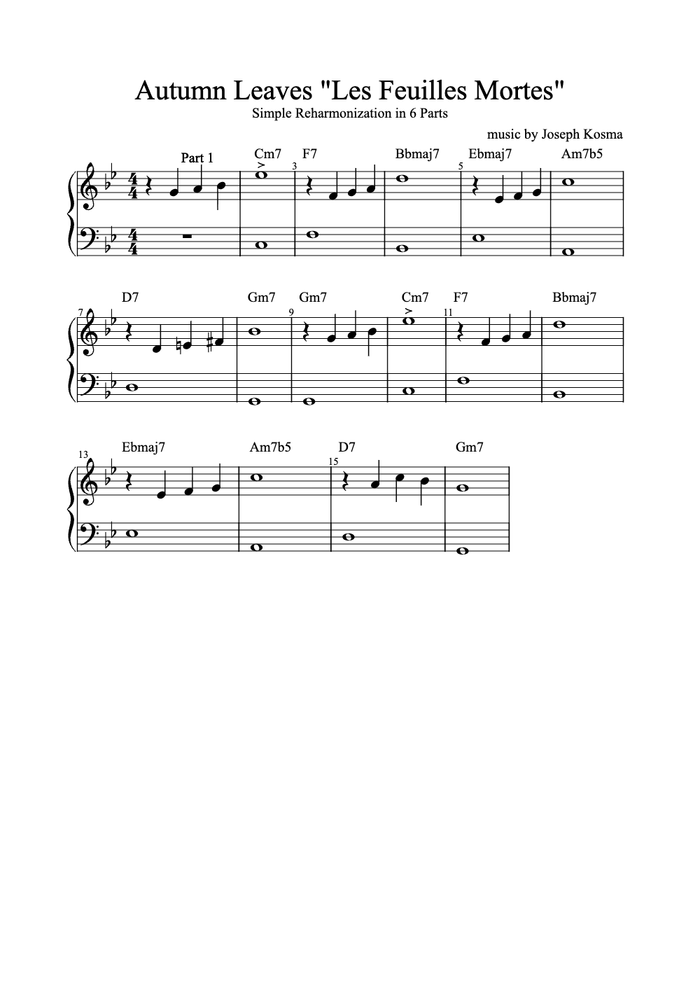 Sheet music preview for Autumn Leaves