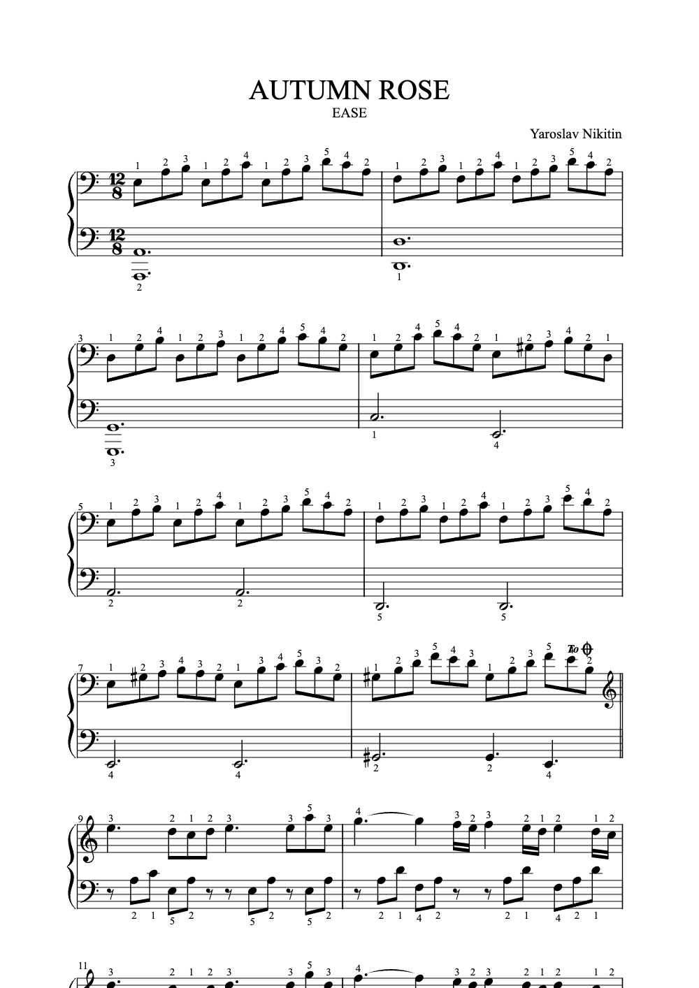 Sheet music preview for Autumn Rose