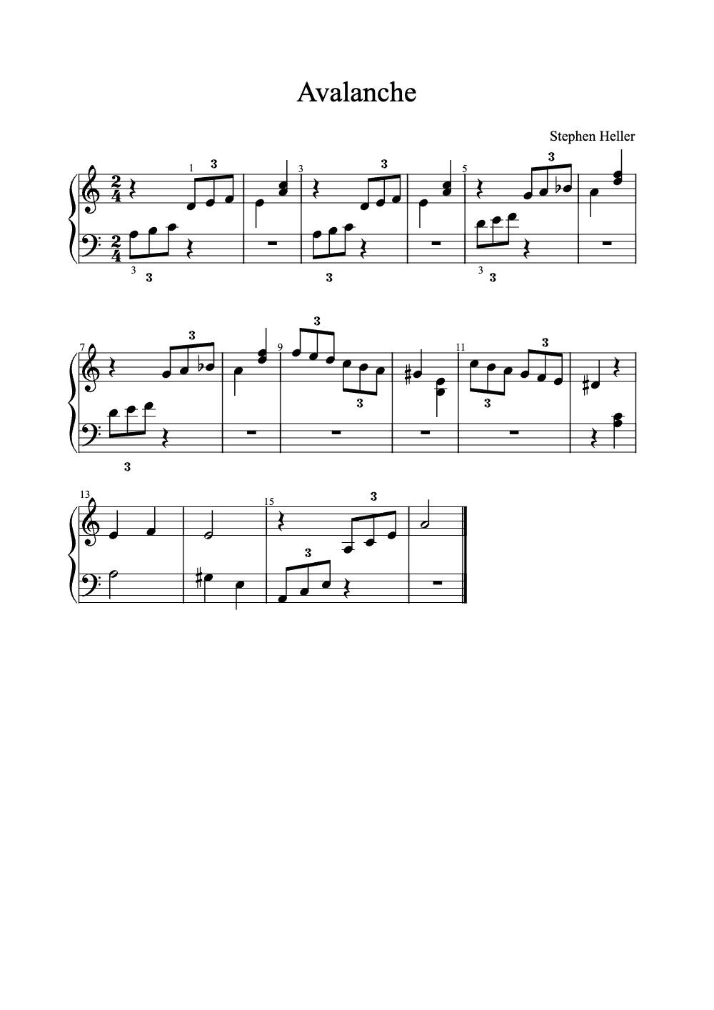 Sheet music preview for Avalanche