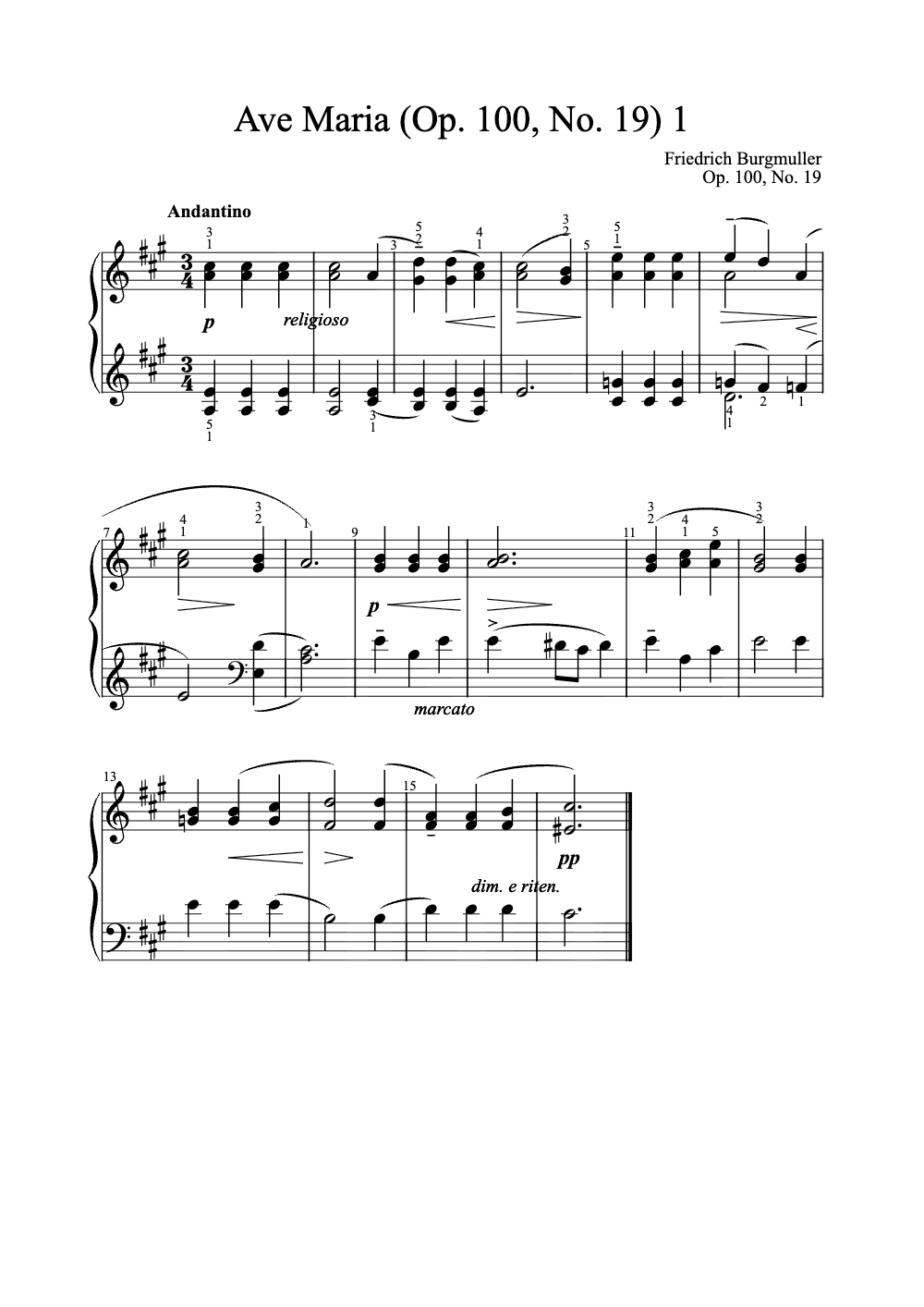 Sheet music preview for Ave Maria
