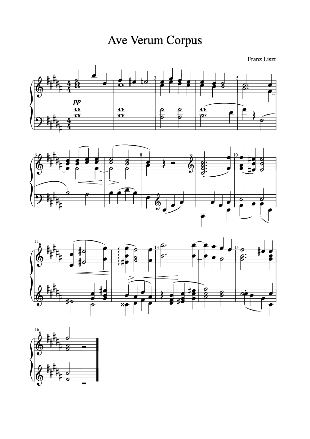 Sheet music preview for Ave Verum Corpus