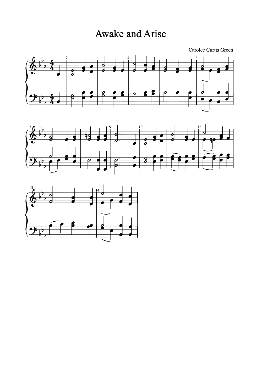 Sheet music preview for Awake and Arise