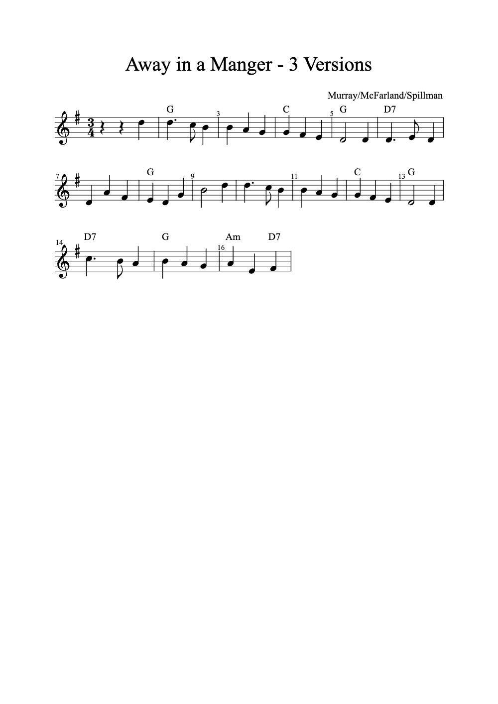 Sheet music preview for Away in a Manger