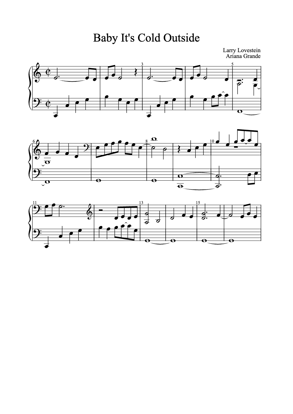 Sheet music preview for Baby It's Cold Outside