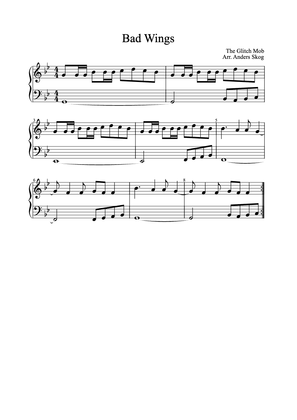 Sheet music preview for Bad Wings