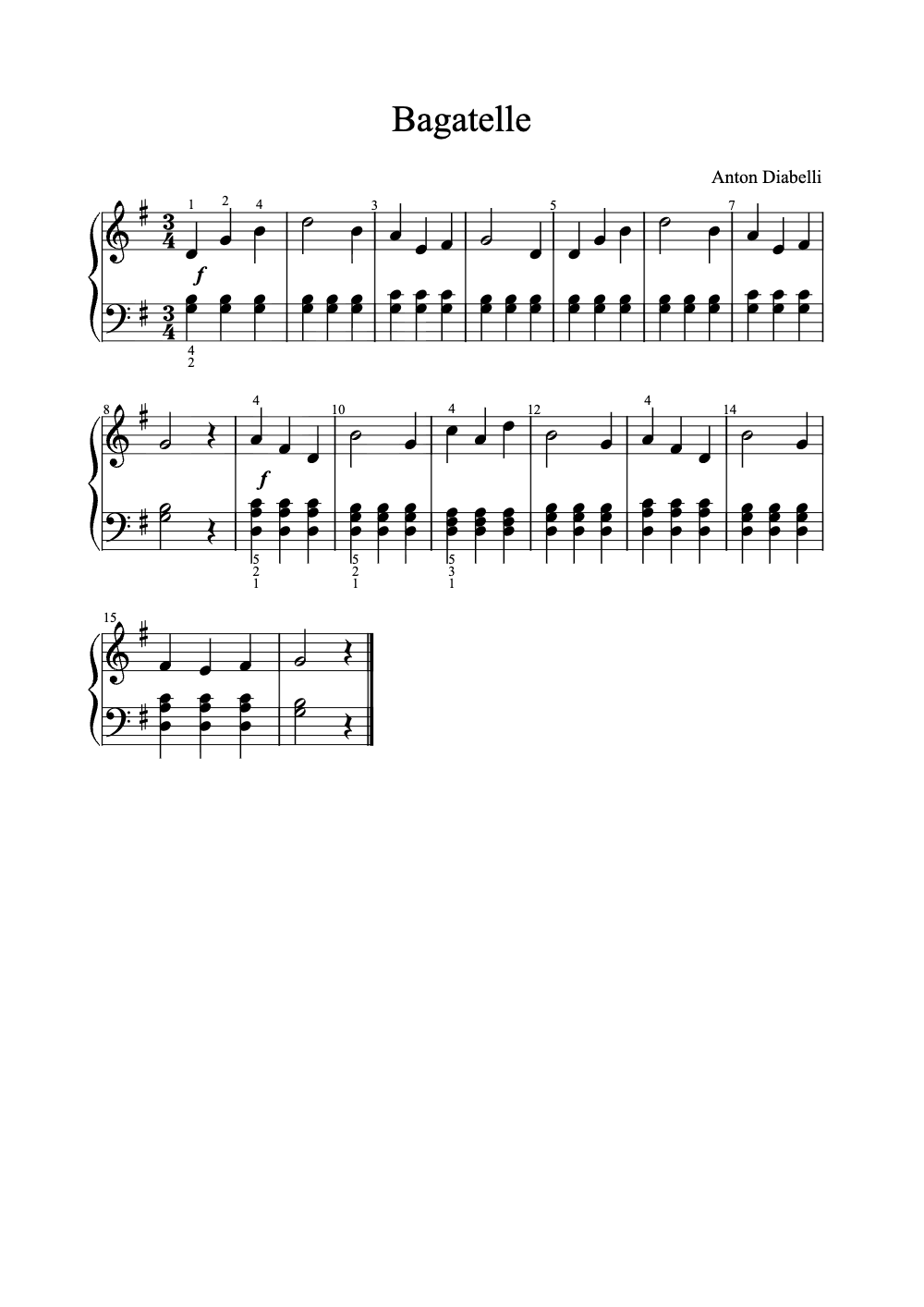 Sheet music preview for Bagatelle