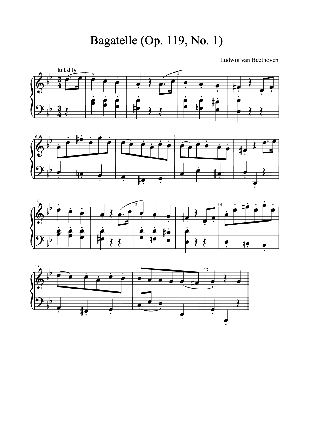 Sheet music preview for Bagatelle (Op. 119, No. 1)