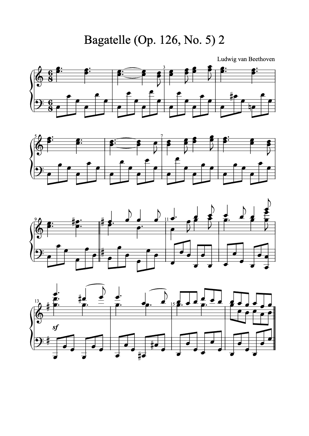 Sheet music preview for Bagatelle (Op. 126, No. 5)