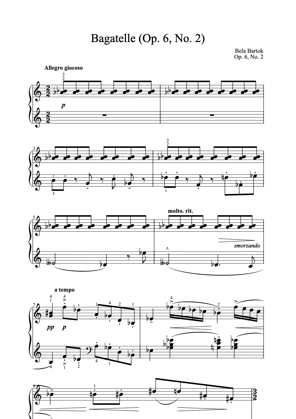 Sheet music preview for Bagatelle (Op. 6, No. 2)