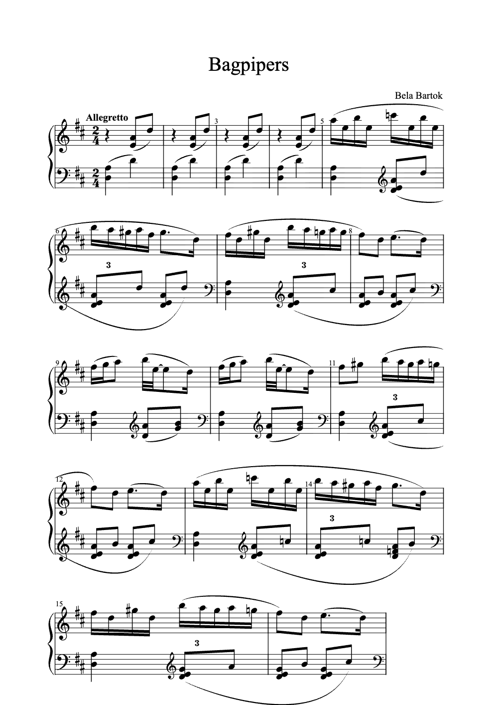 Sheet music preview for Bagpipers
