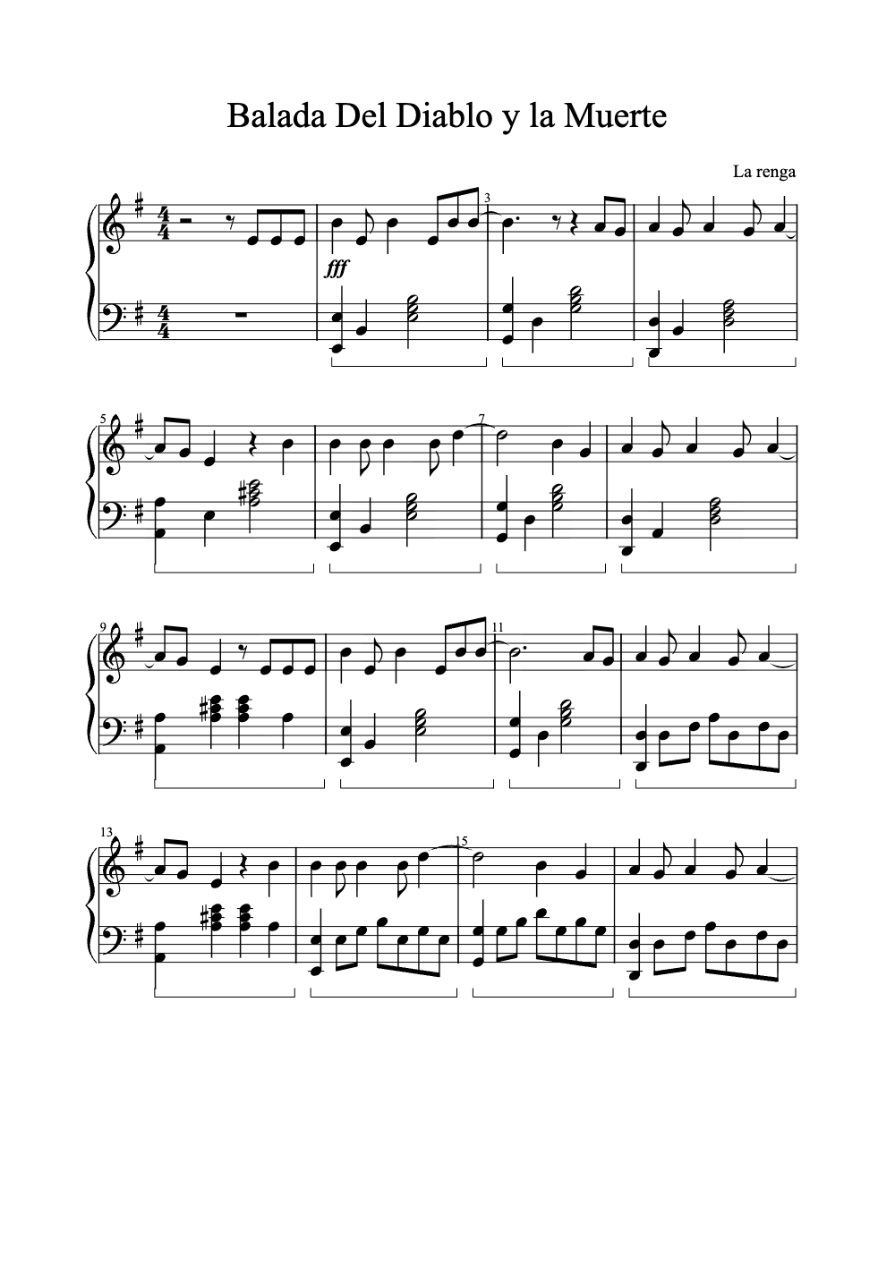 Sheet music preview for Balada del Diablo y la Muerte