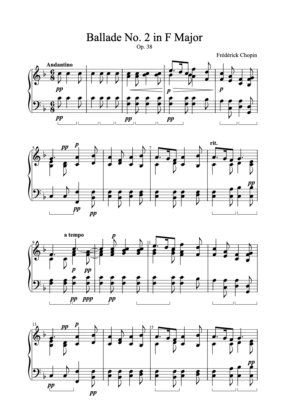 Sheet music preview for Ballade No. 2 in F Major