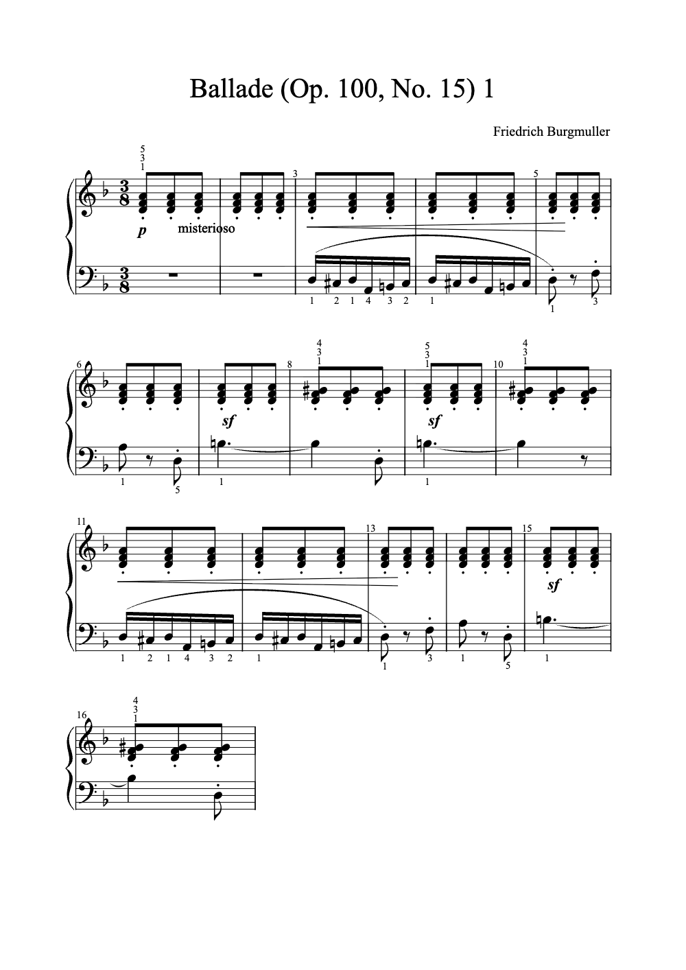 Sheet music preview for Ballade