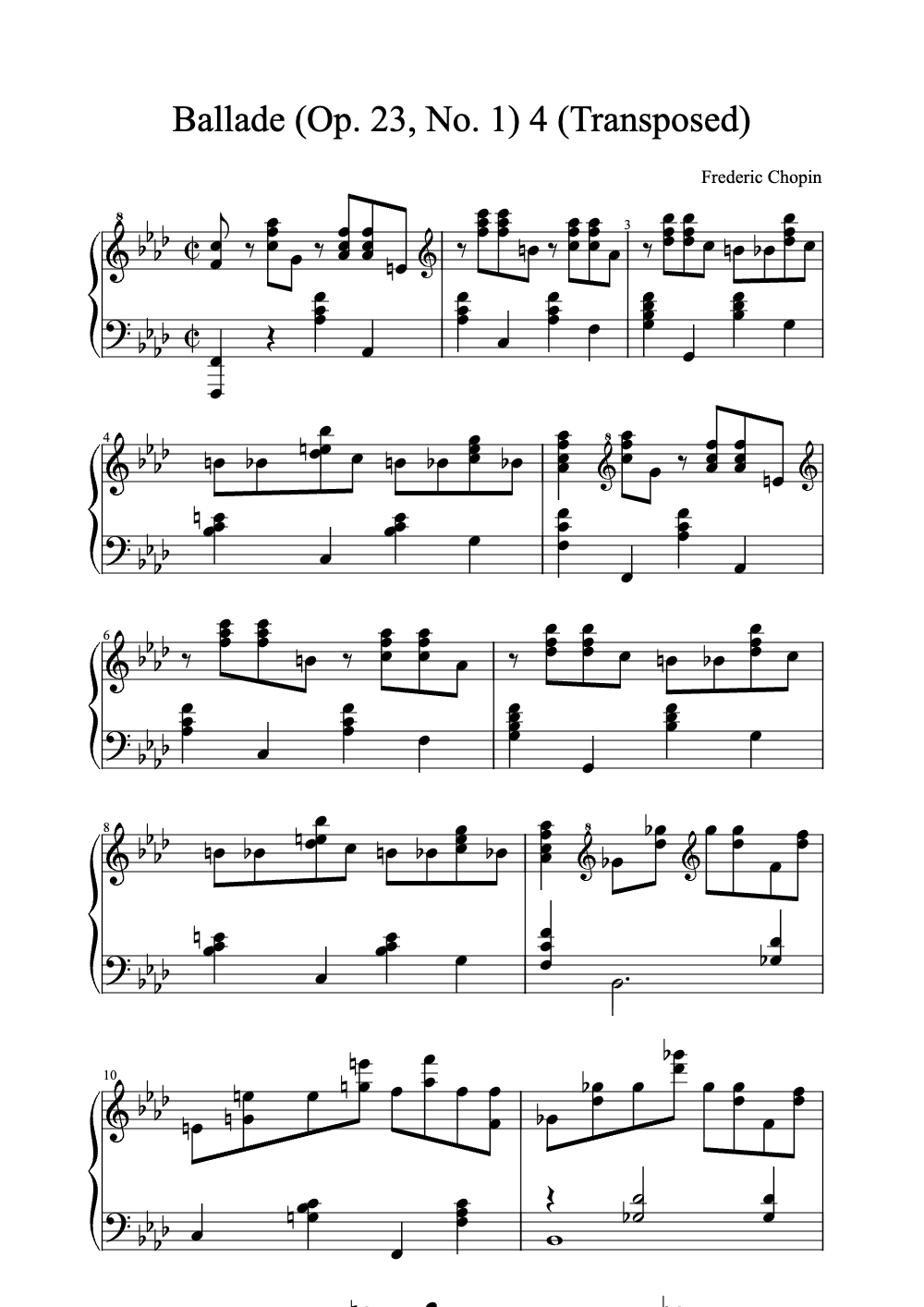 Sheet music preview for Ballade (Op. 23, No. 1)