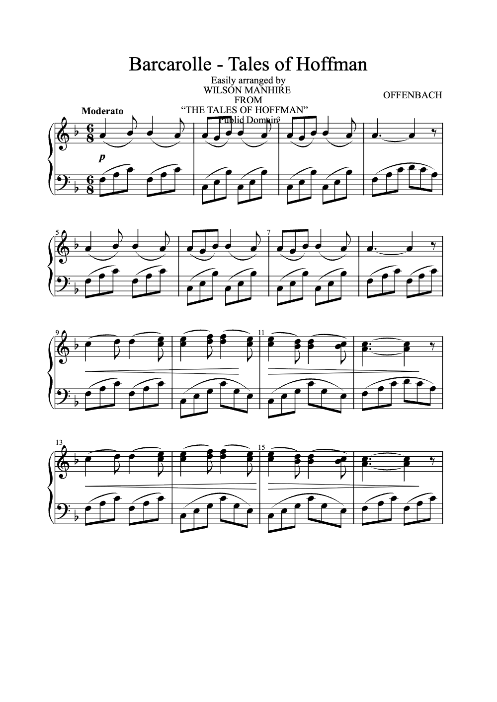 Sheet music preview for Barcarolle