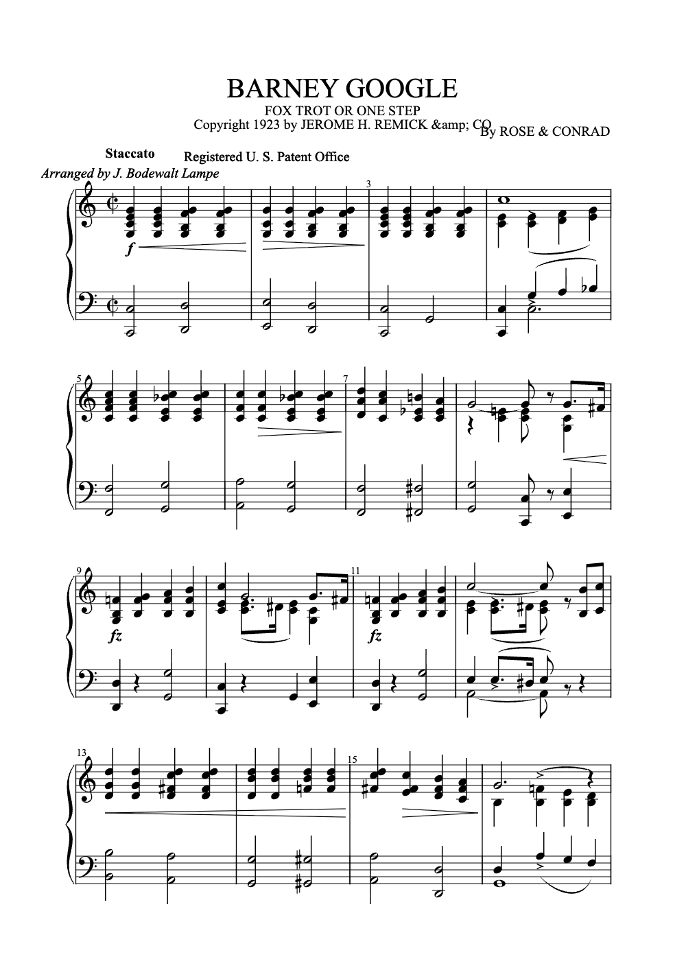 Sheet music preview for Barney Google