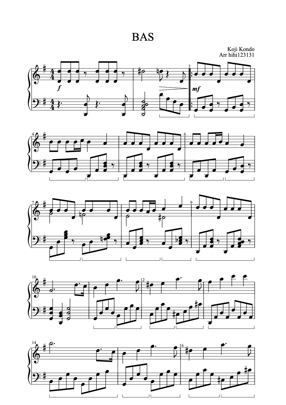 Sheet music preview for BAS