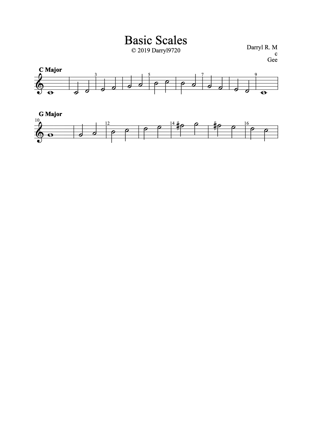 Sheet music preview for Basic Scales