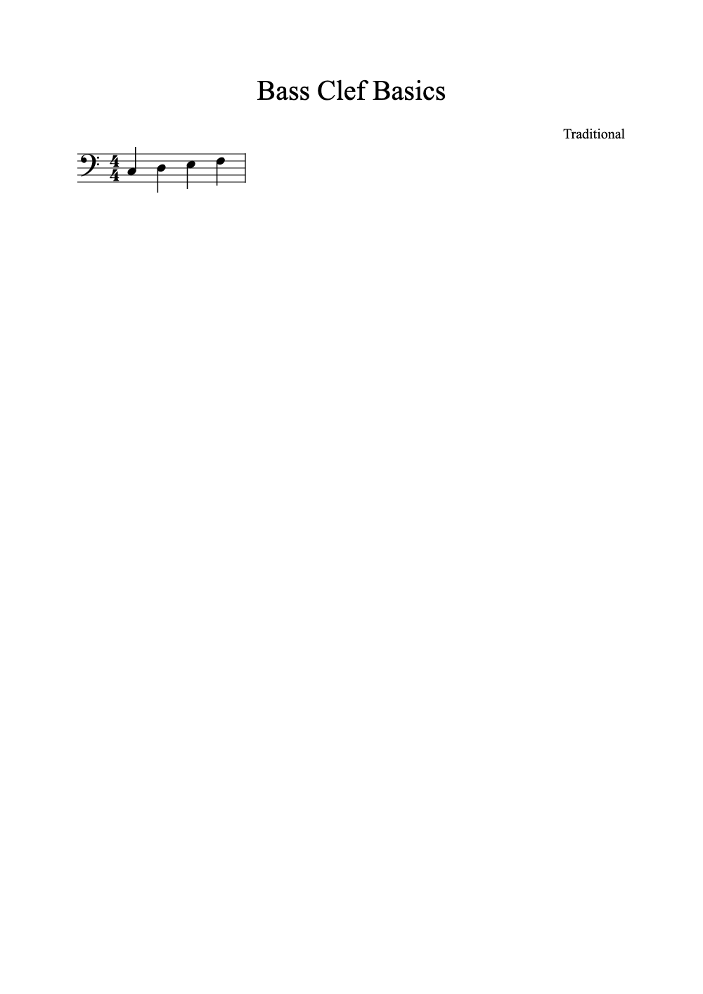 Sheet music preview for Bass Clef Basics