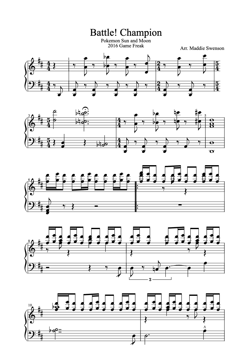 Sheet music preview for Battle! Champion