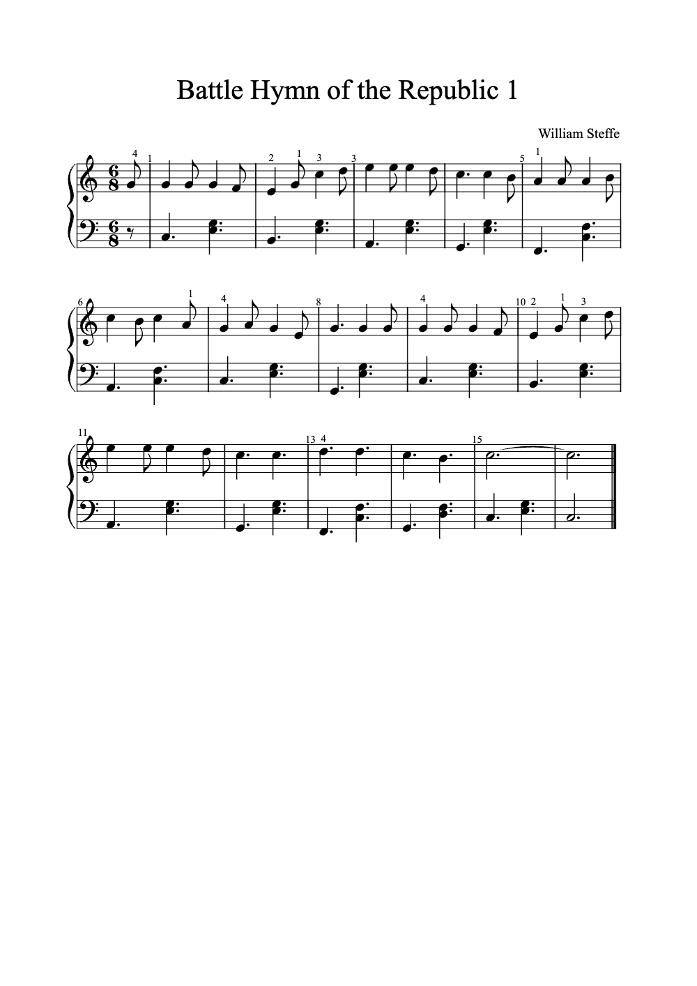 Sheet music preview for Battle Hymn of the Republic