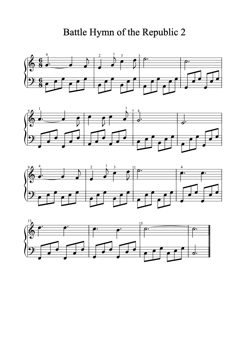 Sheet music preview for Battle Hymn of the Republic