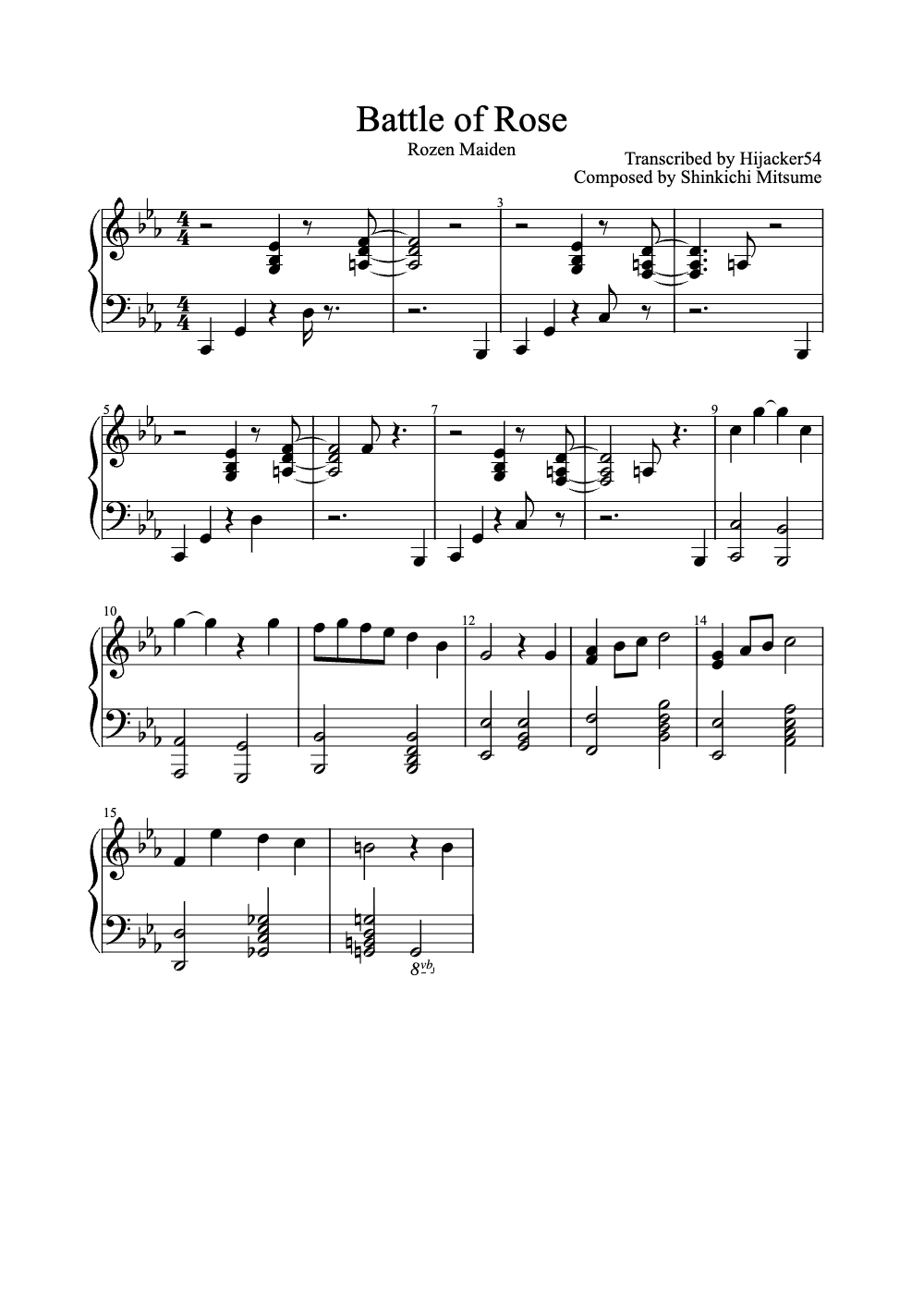 Sheet music preview for Battle of Rose