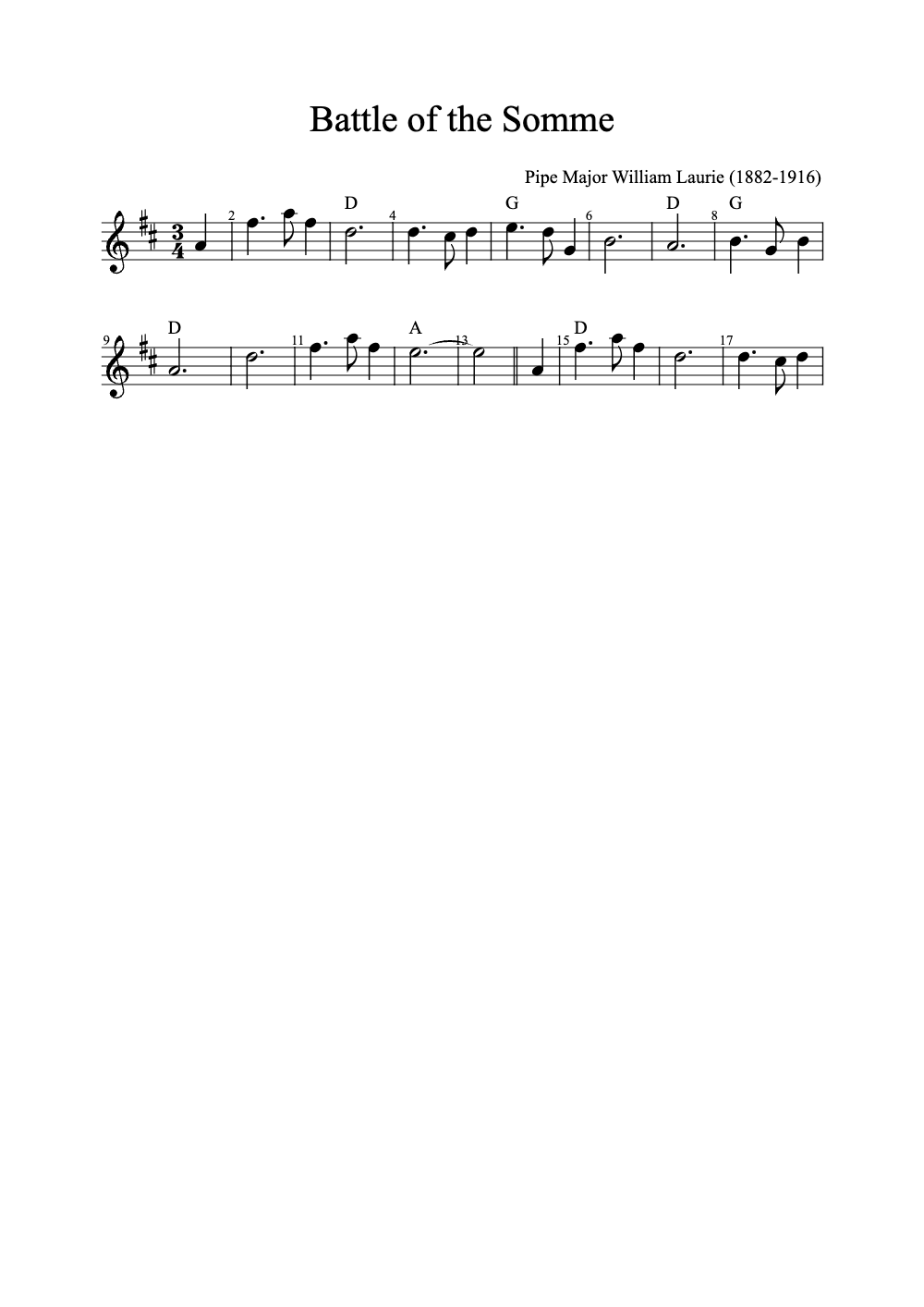 Sheet music preview for Battle of the Somme