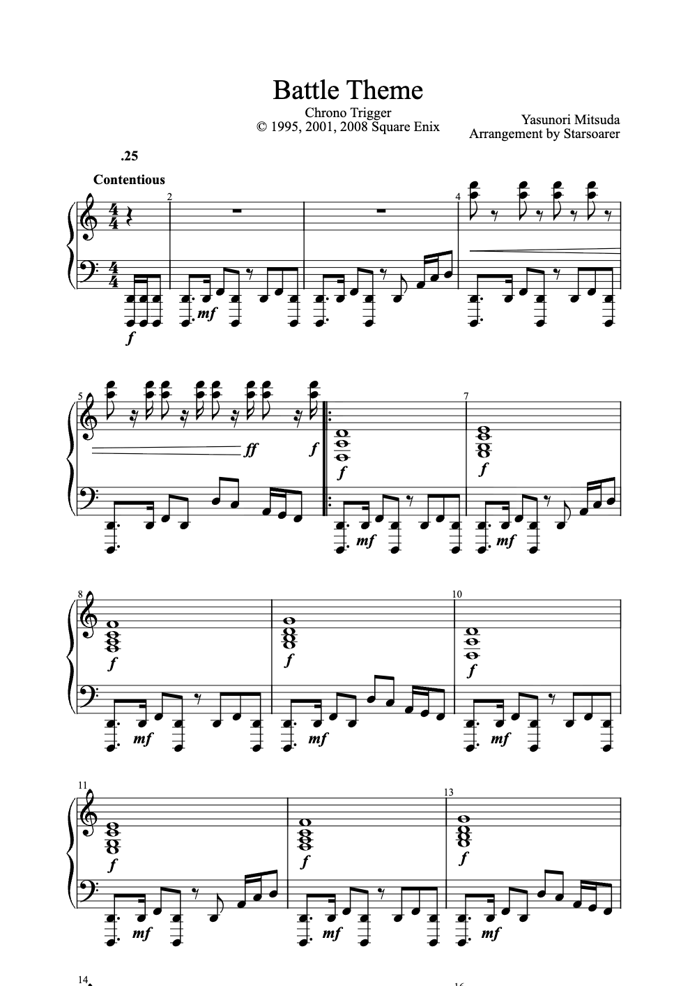 Sheet music preview for Battle Theme