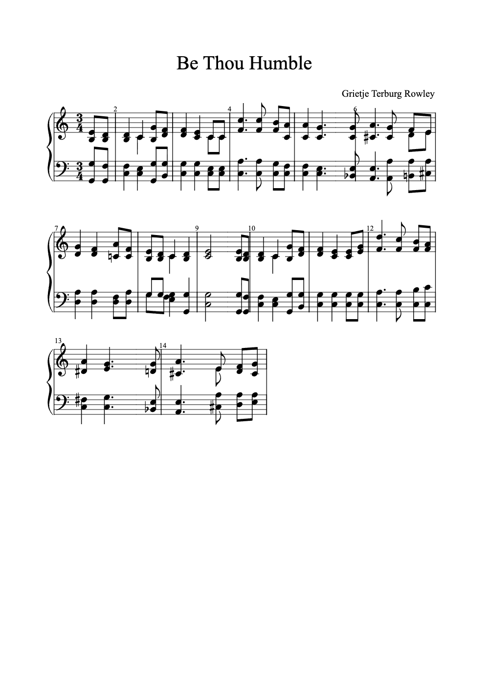 Sheet music preview for Be Thou Humble