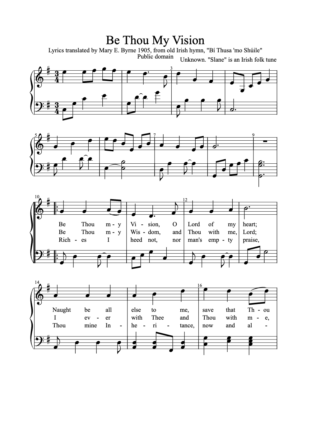 Sheet music preview for Be Thou My Vision
