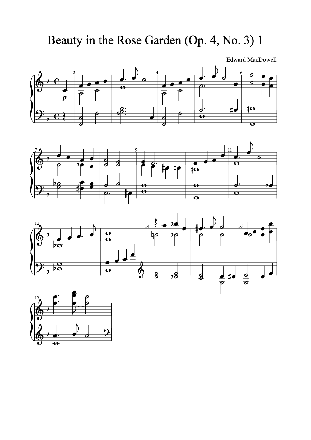 Sheet music preview for Beauty in the Rose Garden