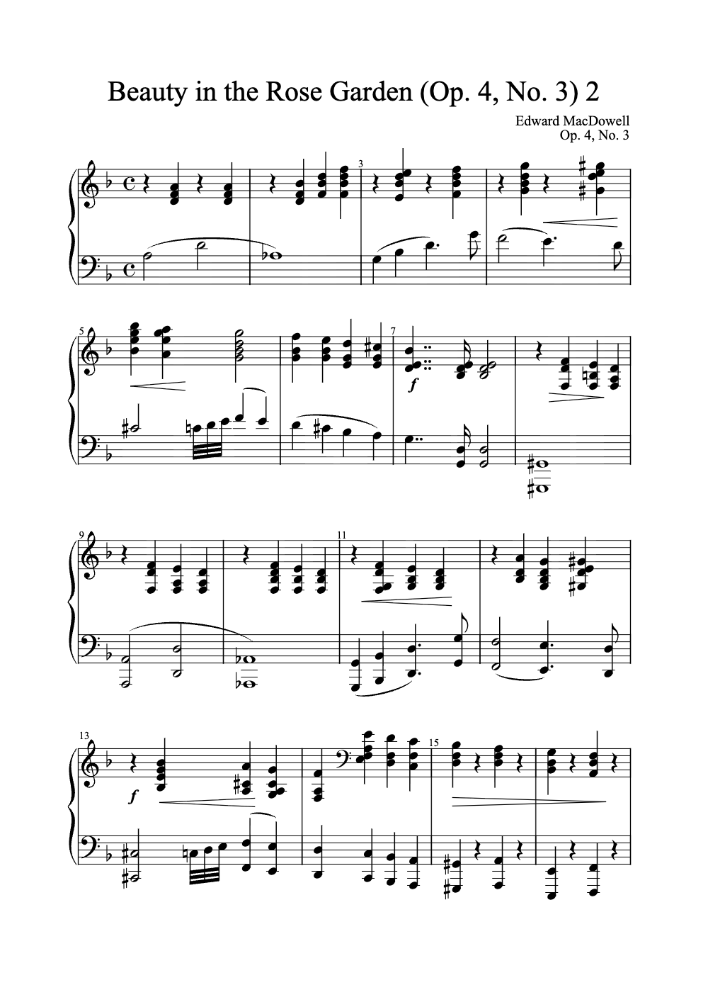 Sheet music preview for Beauty in the Rose Garden
