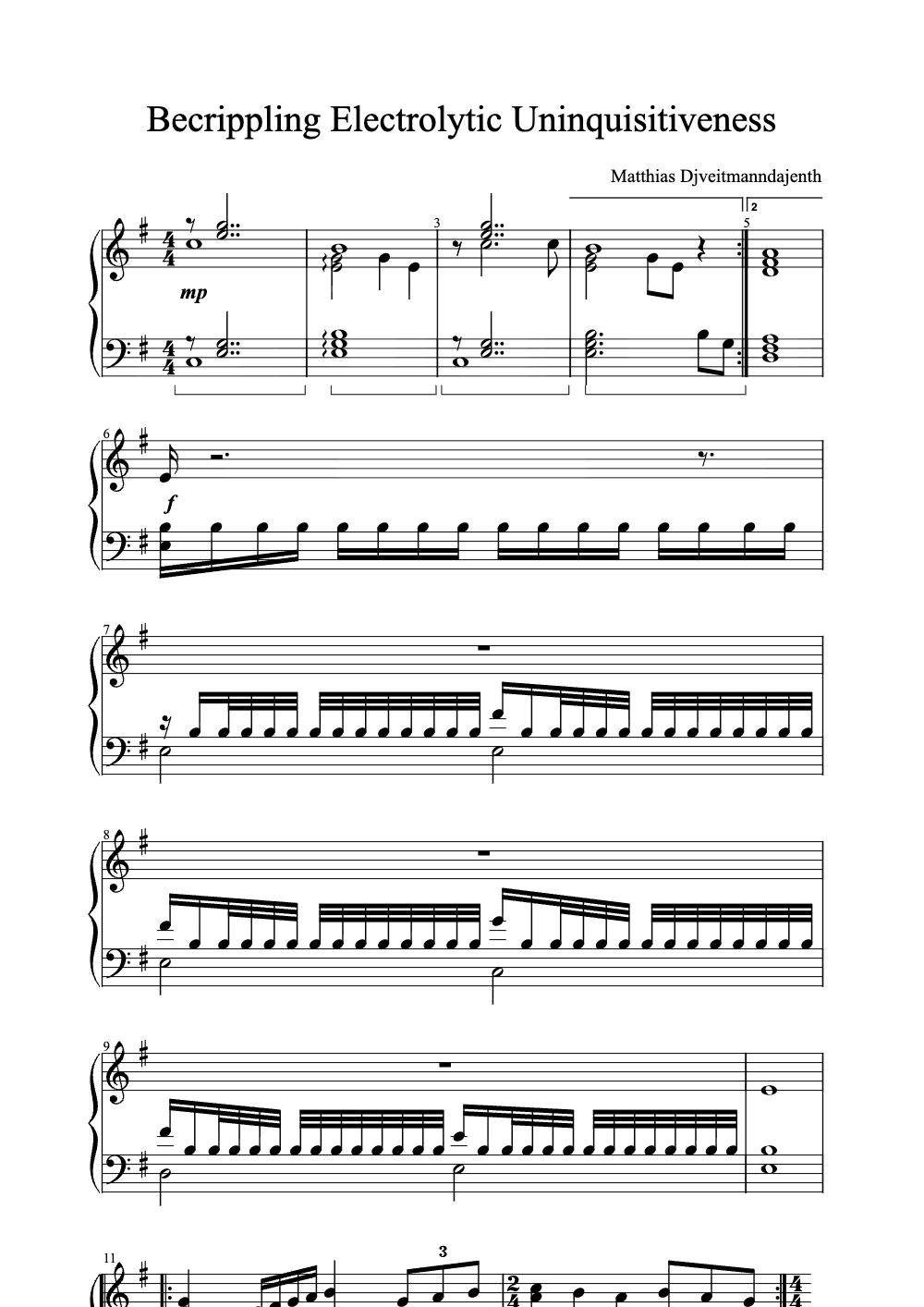Sheet music preview for Becrippling Electrolytic Uninquisitiveness