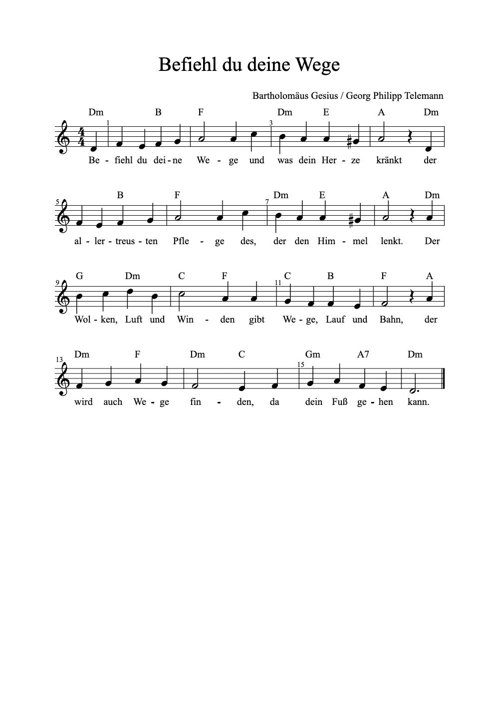 Sheet music preview for Befiehl Du Deine Wege