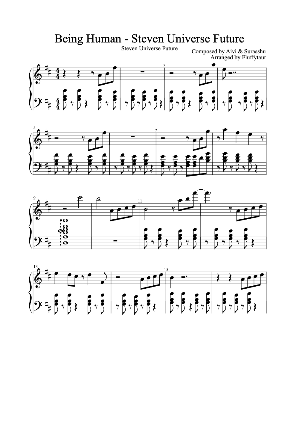 Sheet music preview for Being Human