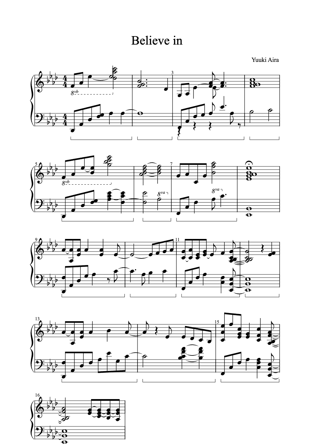 Sheet music preview for Believe In