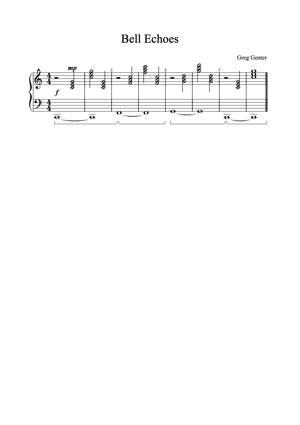 Sheet music preview for Bell Echoes
