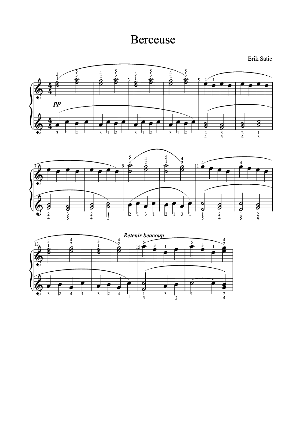 Sheet music preview for Berceuse