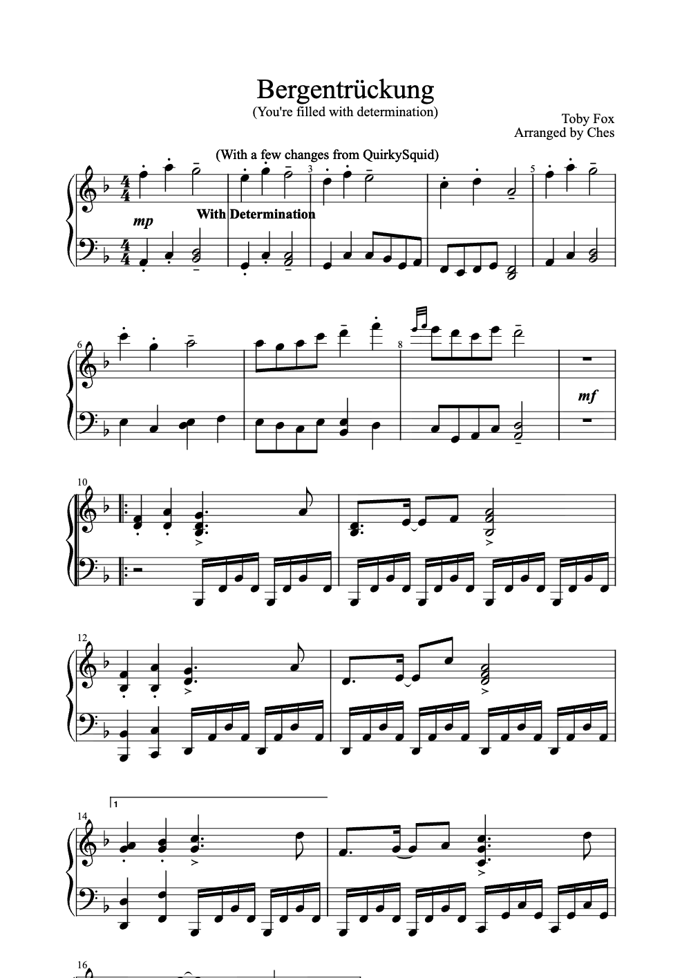 Sheet music preview for Bergentrückung